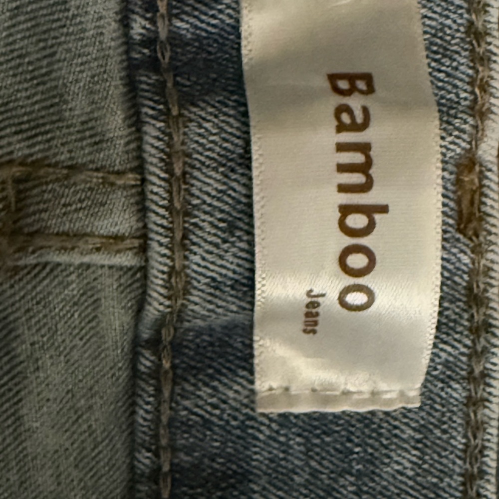BAMBOO Blue Jeans with White Bow Pattern - Picture 2 of 4